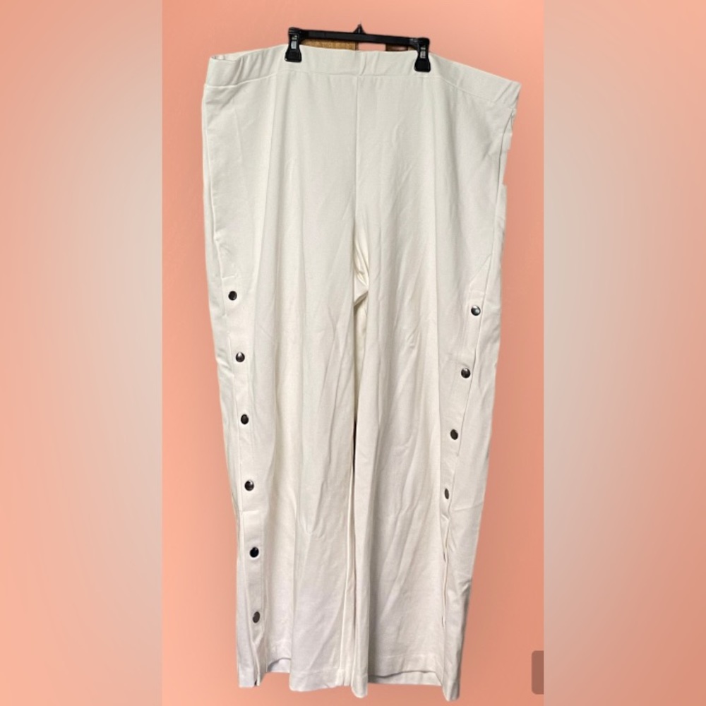 NWT John Mark Womens $129 Elastic Waist Wide Leg Crop Pants Slacks Plus